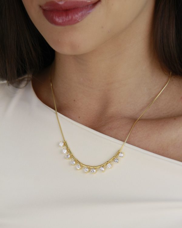 Crystal Cascade Bar Necklace