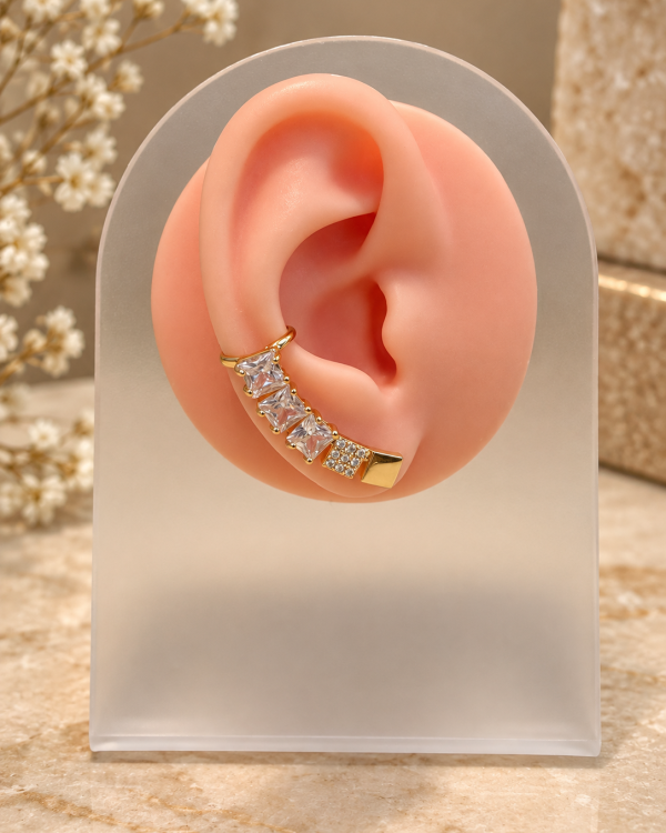 Princess-Cut Crystal Ear Cuff