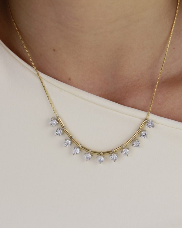Crystal Cascade Bar Necklace
