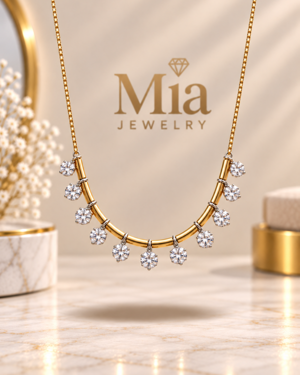 Crystal Cascade Bar Necklace