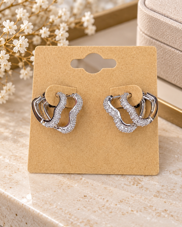 Pavé Heart Huggies Set