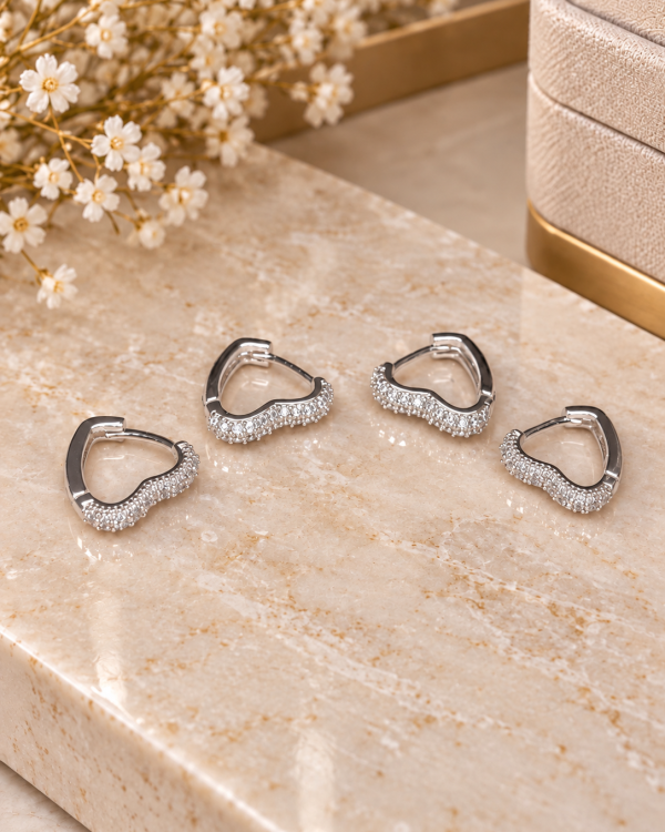 Pavé Heart Huggies Set