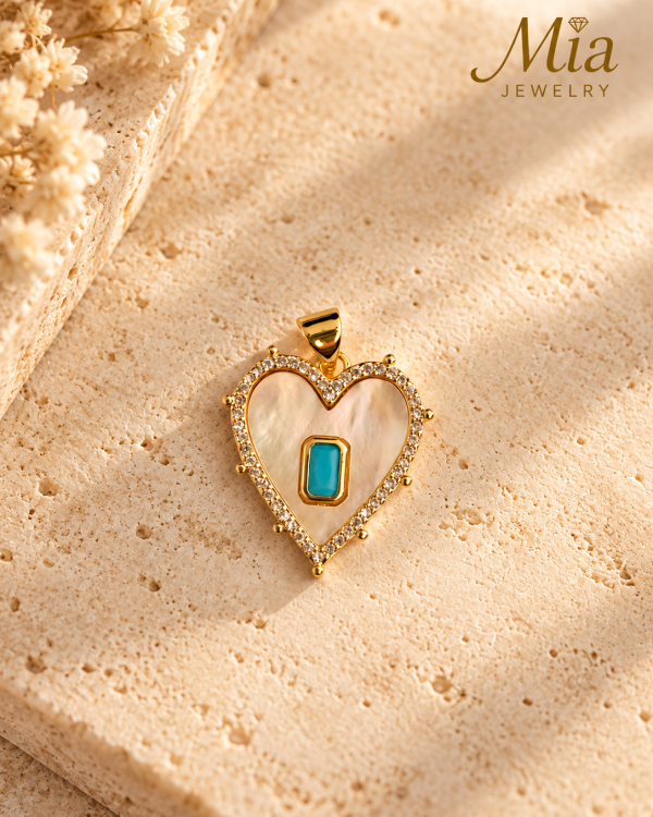 Mother of Pearl Crystal Heart Pendant