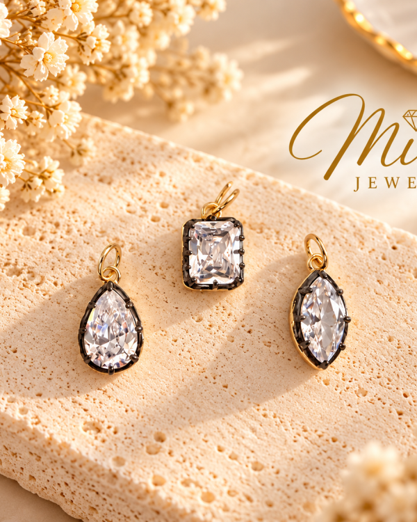Black and Gold Crystal Pendant – Three Shapes