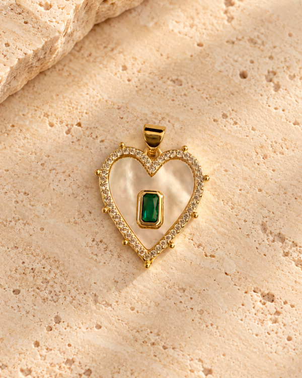 Mother of Pearl Crystal Heart Pendant