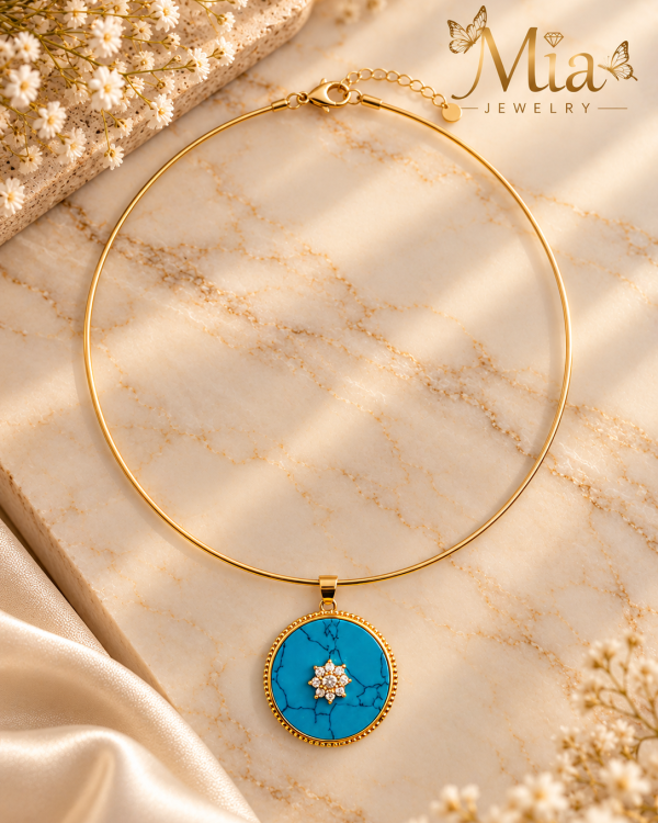 Turquoise Medallion Crystal Pendant
