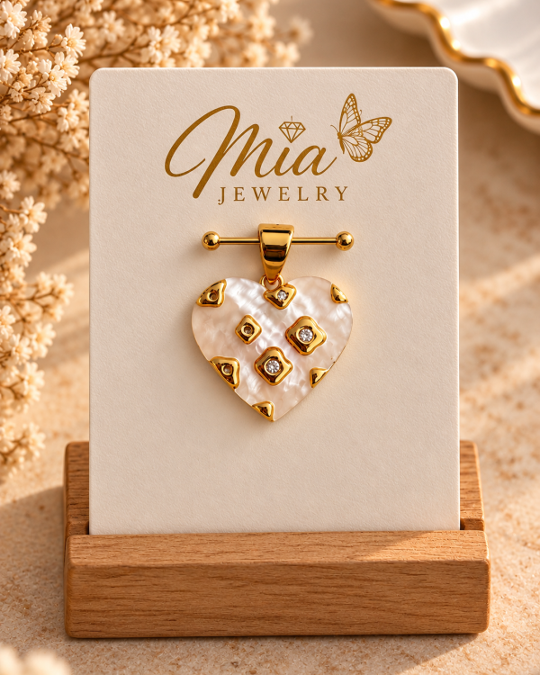 Designer-Inspired Mother of Pearl Heart Pendant