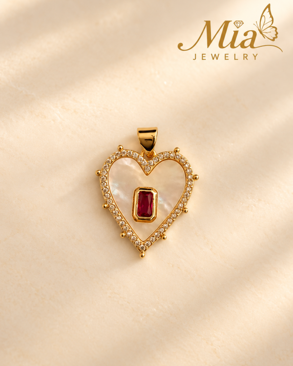Mother of Pearl Crystal Heart Pendant