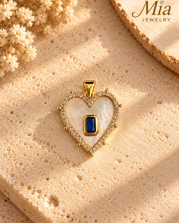 Mother of Pearl Crystal Heart Pendant