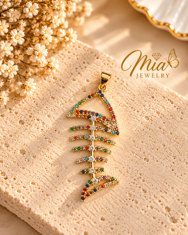 Multicolor Fishbone Crystal Pendant