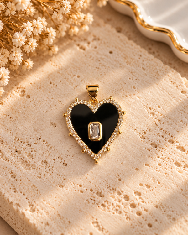 Black Heart Crystal Pendant
