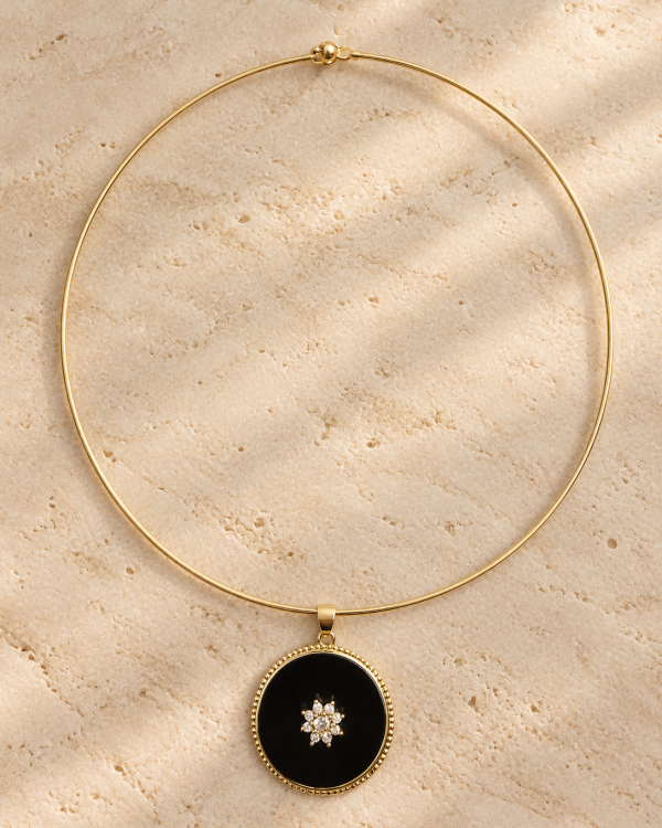 Black Onyx Floral Medallion Pendant