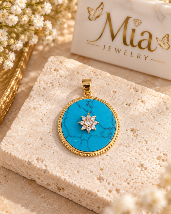 Turquoise Medallion Crystal Pendant