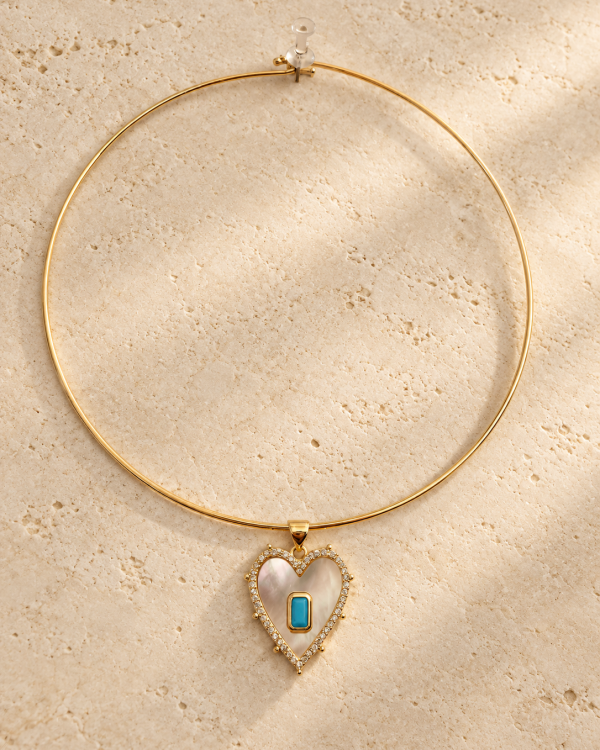 Mother of Pearl Crystal Heart Pendant