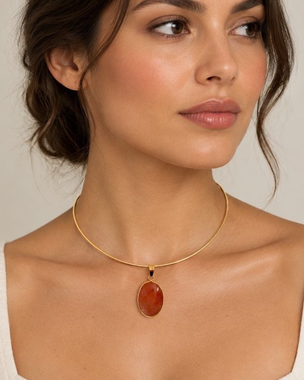Oval Stone Gold-Tone Pendants