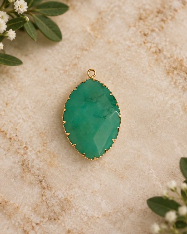 Green Faceted Oval Gemstone Pendant