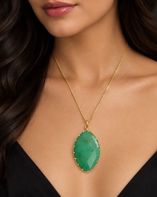 Green Faceted Oval Gemstone Pendant
