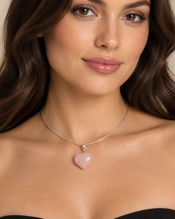 Chunky Rose Quartz Heart Pendant