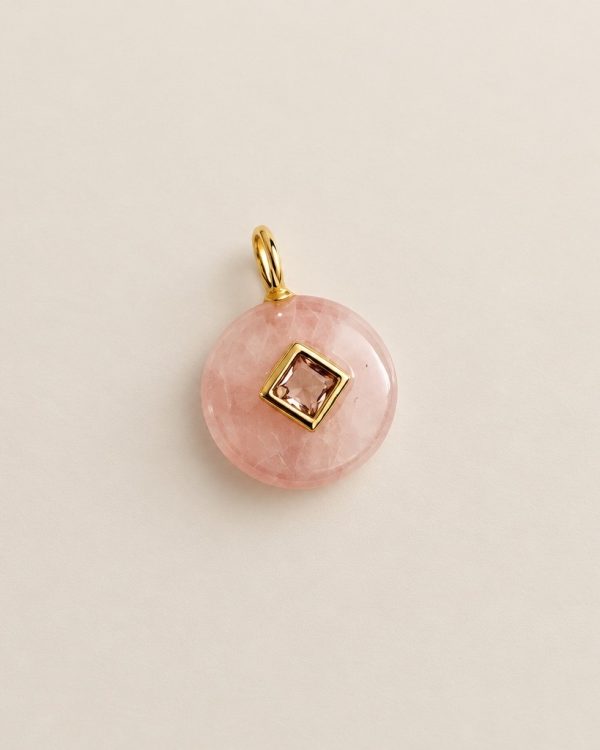 Round Gemstone Pendant with Square Accent