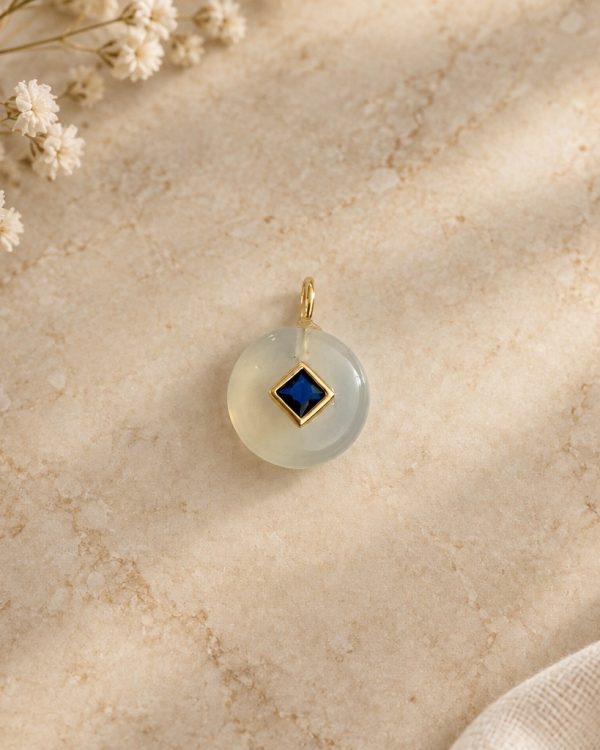 Round Gemstone Pendant with Square Accent