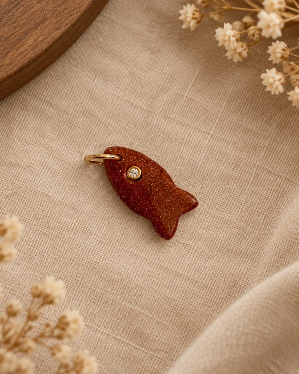 Crystal Accent Fish Gemstone Pendants