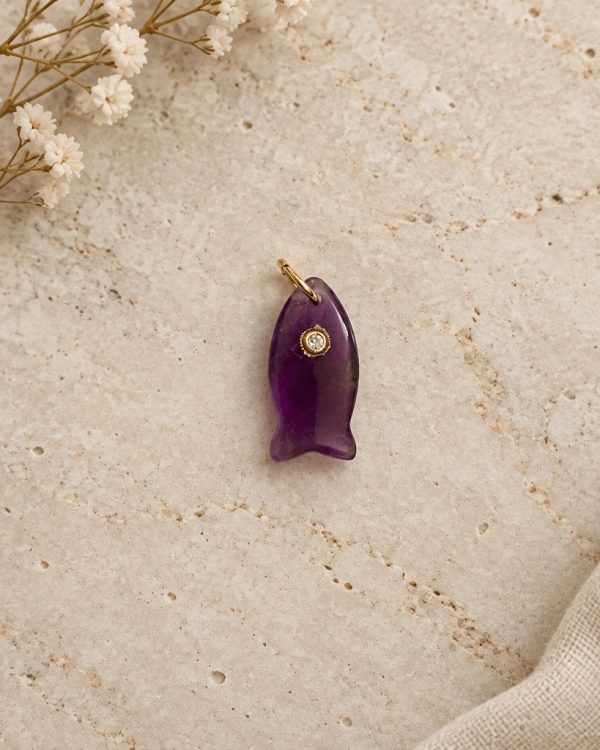 Crystal Accent Fish Gemstone Pendants