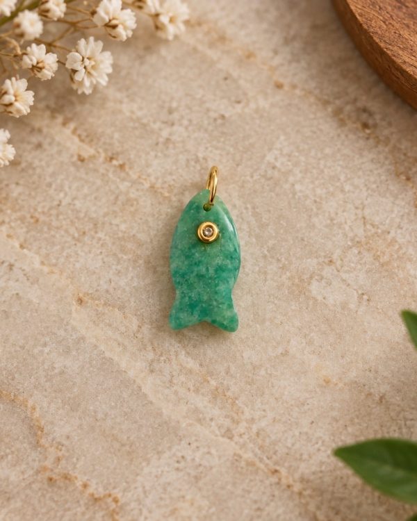 Crystal Accent Fish Gemstone Pendants