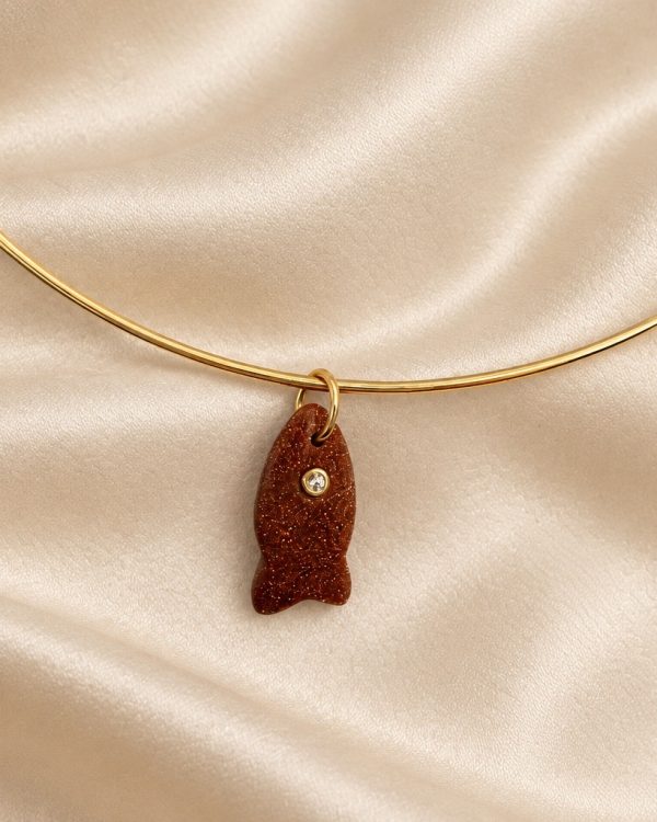Crystal Accent Fish Gemstone Pendants