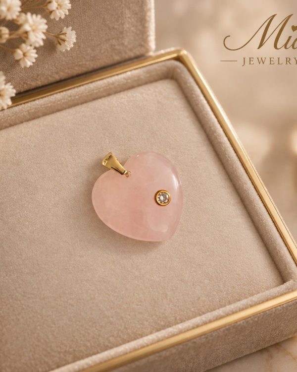 Crystal Accent Heart Gemstone Pendant