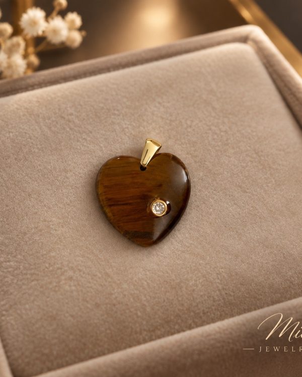 Crystal Accent Heart Gemstone Pendant