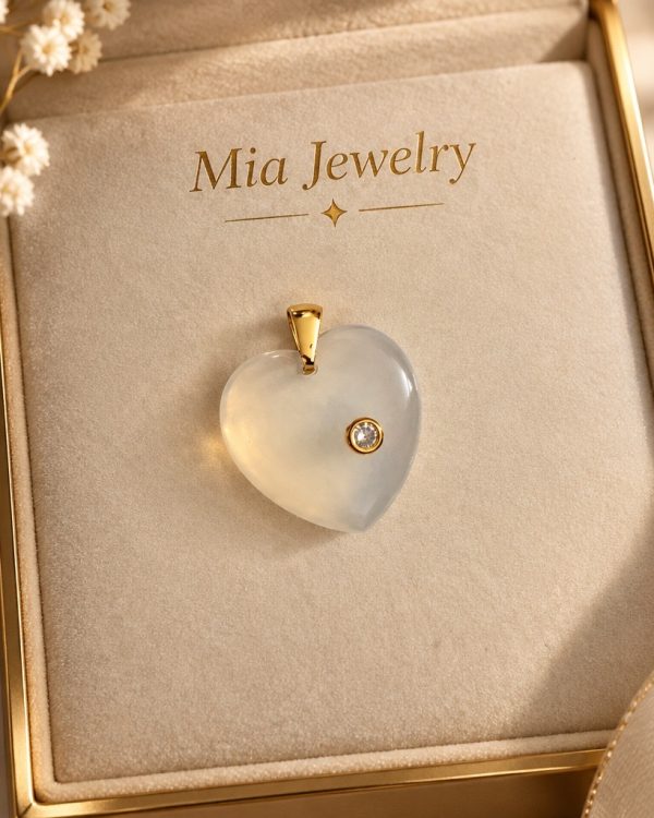 Crystal Accent Heart Gemstone Pendant
