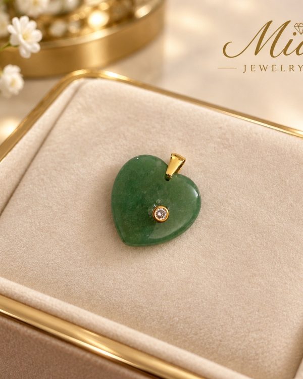 Crystal Accent Heart Gemstone Pendant