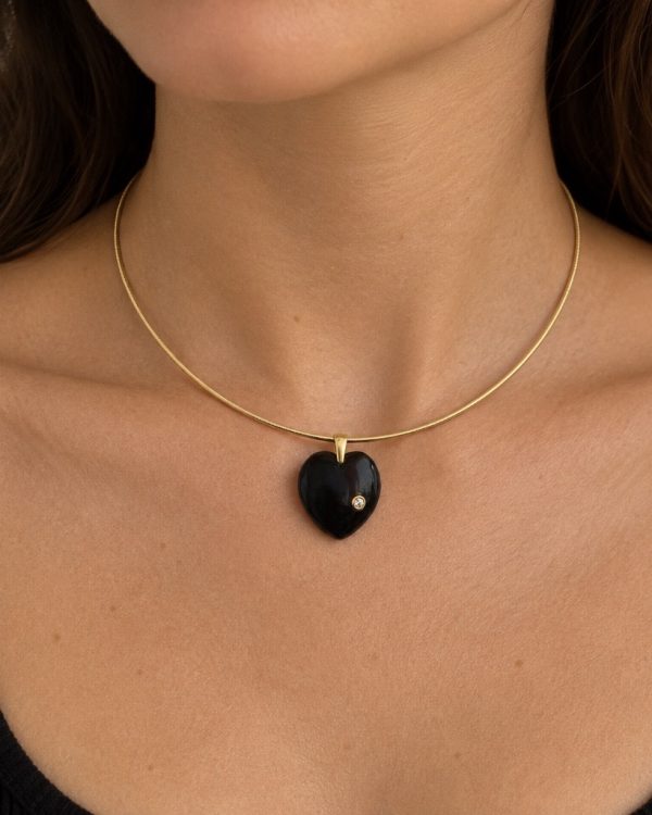 Crystal Accent Heart Gemstone Pendant