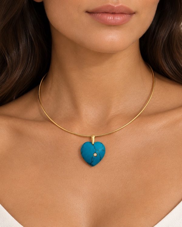 Crystal Accent Heart Gemstone Pendant