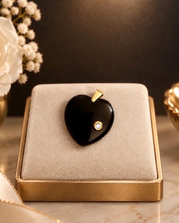 Crystal Accent Heart Gemstone Pendant