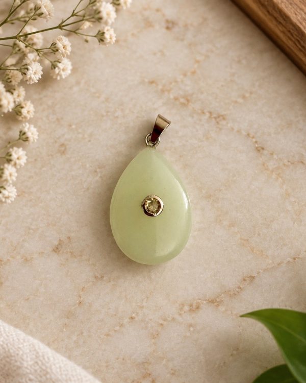 Teardrop Gemstone Pendant with Crystal Accent