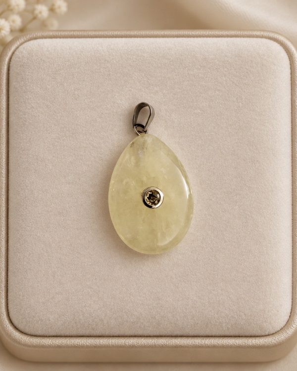 Teardrop Gemstone Pendant with Crystal Accent