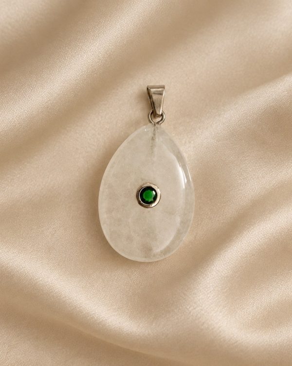 Teardrop Gemstone Pendant with Crystal Accent