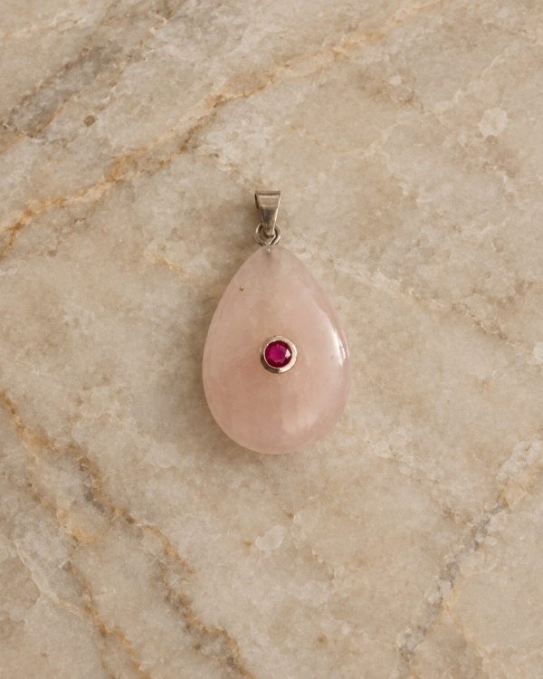 Teardrop Gemstone Pendant with Crystal Accent