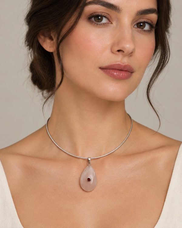 Teardrop Gemstone Pendant with Crystal Accent