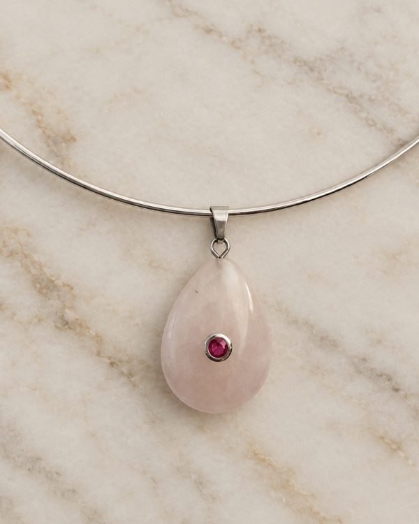 Teardrop Gemstone Pendant with Crystal Accent