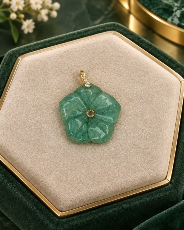 Carved Flower Gemstone Pendant