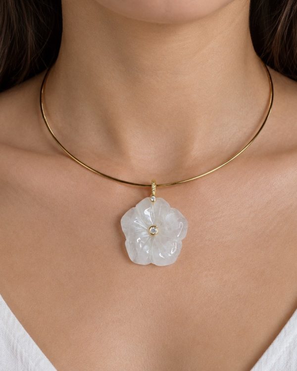 Carved Flower Gemstone Pendant